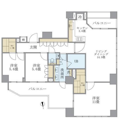 アパートメンツタワー六本木1701号室の図面