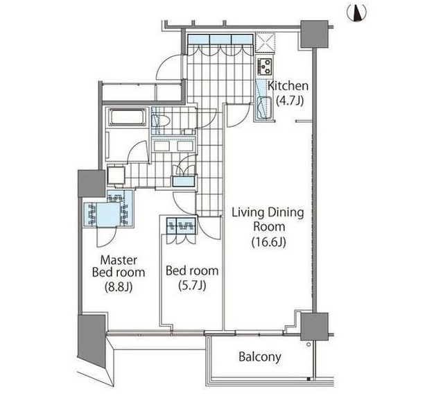コンフォリア新宿イーストサイドタワー1614号室の図面