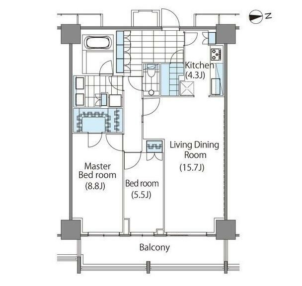 コンフォリア新宿イーストサイドタワー2615号室の図面