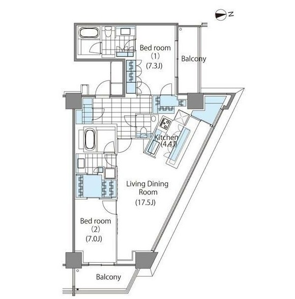 コンフォリア新宿イーストサイドタワー2819号室の図面