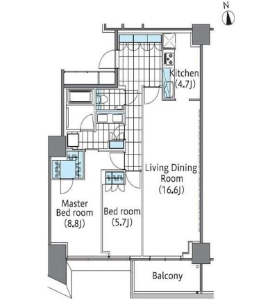 コンフォリア新宿イーストサイドタワー3010号室の図面