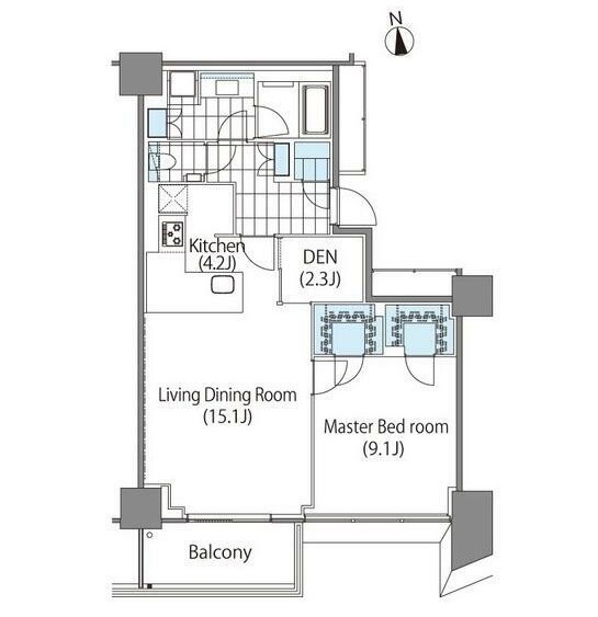 コンフォリア新宿イーストサイドタワー415号室の図面