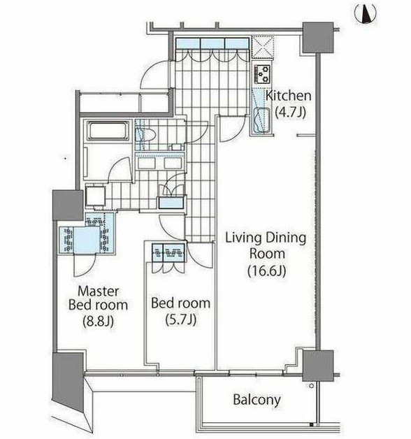 コンフォリア新宿イーストサイドタワー514号室の図面