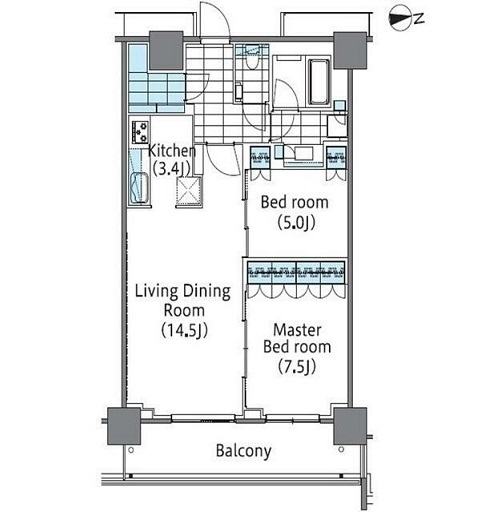 コンフォリア新宿イーストサイドタワー519号室の図面