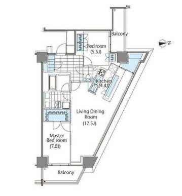 コンフォリア新宿イーストサイドタワー524号室の図面