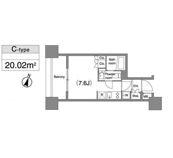 プライマル笹塚403号室の図面
