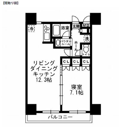 レジディア月島Ⅲ602号室の図面