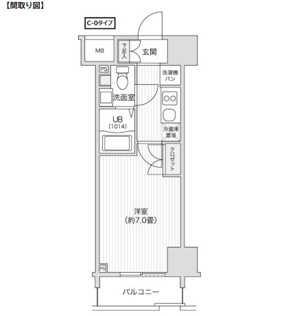 レジディア笹塚Ⅱ1002号室の図面