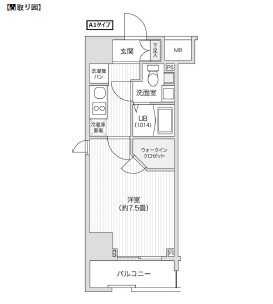 レジディア笹塚Ⅱ1201号室の図面