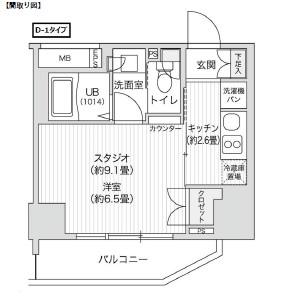 レジディア笹塚Ⅱ1210号室の図面