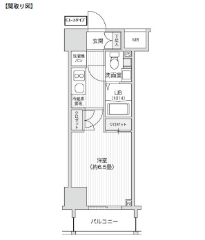 レジディア笹塚Ⅱ1305号室の図面