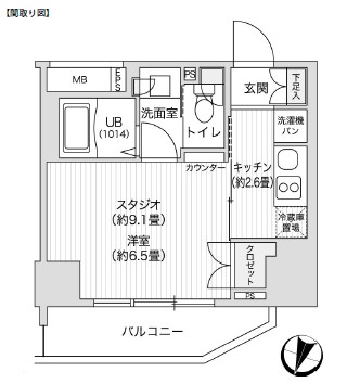 レジディア笹塚Ⅱ1310号室の図面