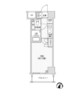 レジディア笹塚Ⅱ206号室の図面