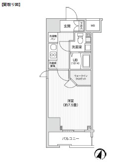 レジディア笹塚Ⅱ401号室の図面