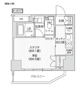 レジディア笹塚Ⅱ710号室の図面