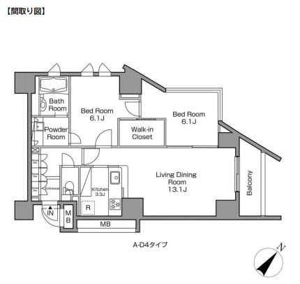 レジディアタワー中目黒1803号室の図面