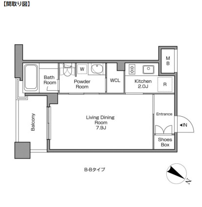 レジディアタワー中目黒206号室の図面