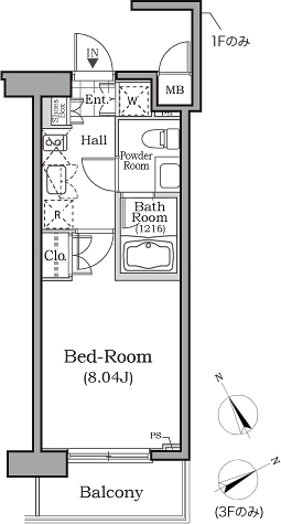 レジディア用賀405号室の図面