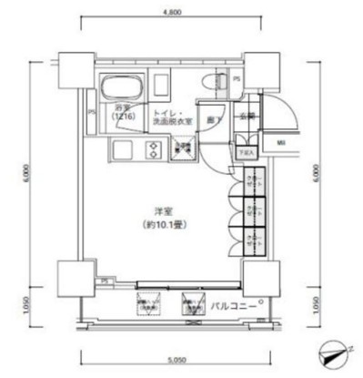 パークキューブ愛宕山タワー1306号室の図面