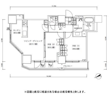 パークキューブ愛宕山タワー1401号室の図面