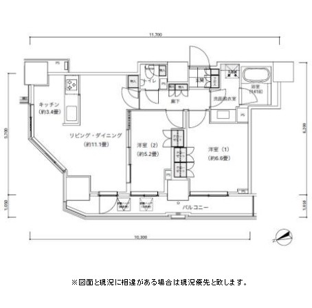 パークキューブ愛宕山タワー1801号室の図面
