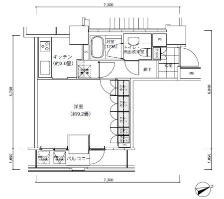 パークキューブ愛宕山タワー1804号室の図面