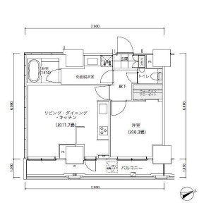 パークキューブ愛宕山タワー203号室の図面
