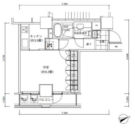 パークキューブ愛宕山タワー2204号室の図面