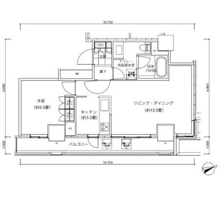 パークキューブ愛宕山タワー2305号室の図面
