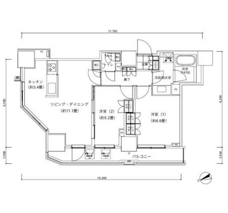 パークキューブ愛宕山タワー2401号室の図面