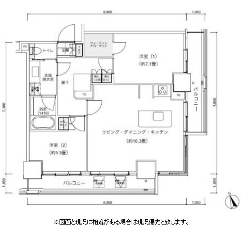 パークキューブ愛宕山タワー2403号室の図面