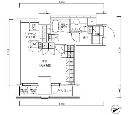 パークキューブ愛宕山タワー2604号室の図面
