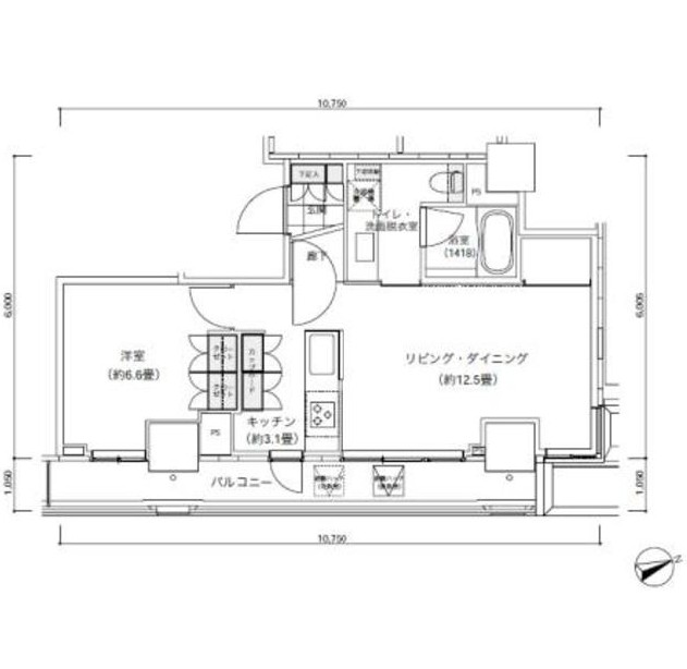 パークキューブ愛宕山タワー2605号室の図面