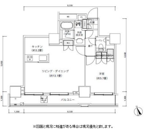 パークキューブ愛宕山タワー403号室の図面