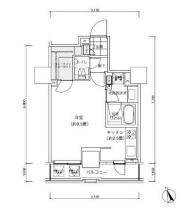 パークキューブ愛宕山タワー503号室の図面