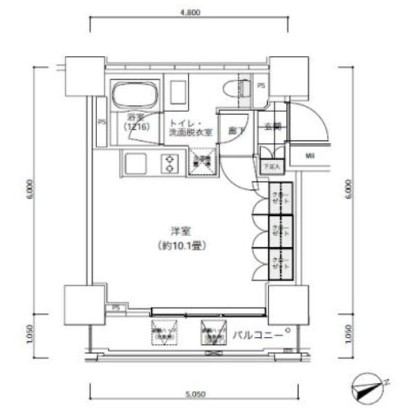 パークキューブ愛宕山タワー606号室の図面