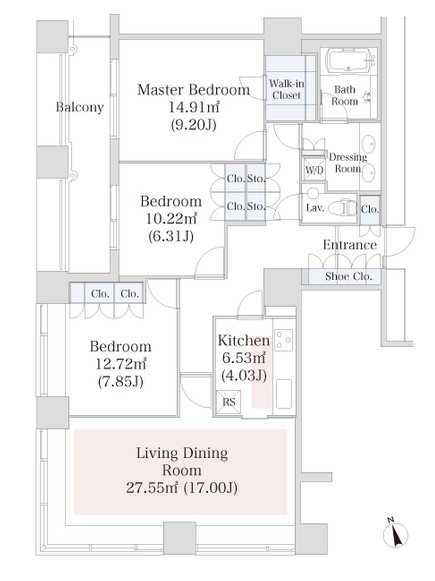 ラ・トゥール神楽坂1707号室の図面