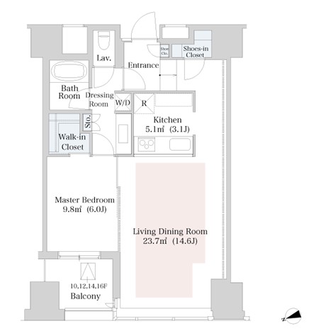 ラ・トゥール新宿1205号室の図面