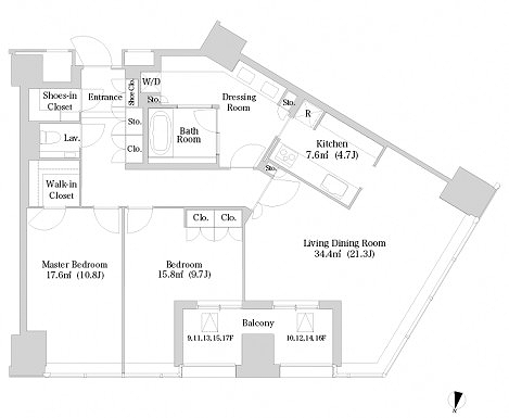 ラ・トゥール新宿1301号室の図面