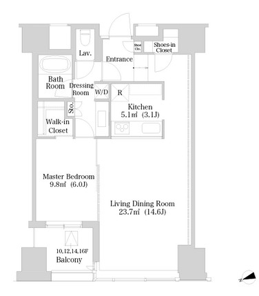 ラ・トゥール新宿1305号室の図面