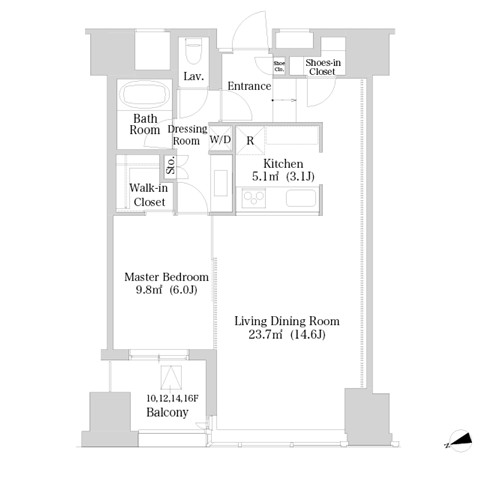ラ・トゥール新宿1405号室の図面