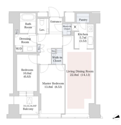 ラ・トゥール新宿1503号室の図面