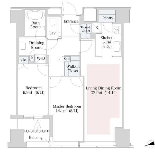 ラ・トゥール新宿1507号室の図面