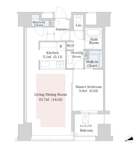 ラ・トゥール新宿1706号室の図面