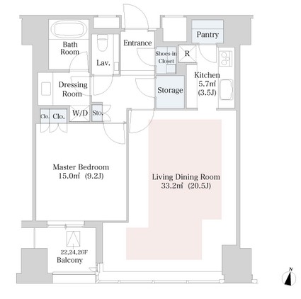 ラ・トゥール新宿1710号室の図面