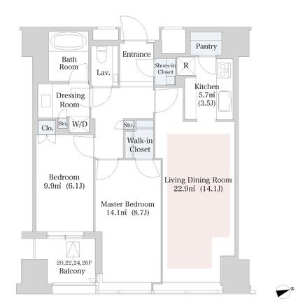 ラ・トゥール新宿1717号室の図面