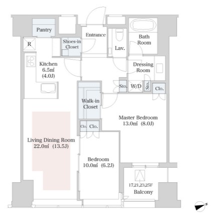 ラ・トゥール新宿1718号室の図面