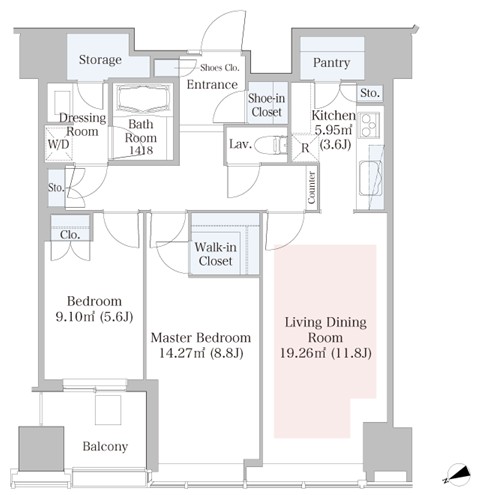 ラ・トゥール新宿1907号室の図面