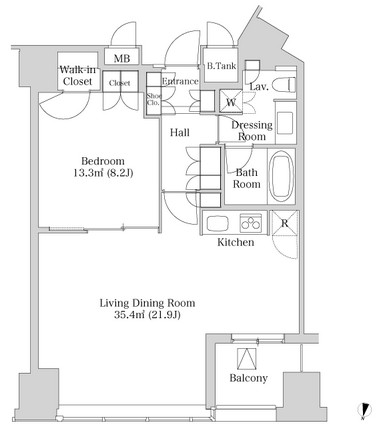 ラ・トゥール新宿2001号室の図面