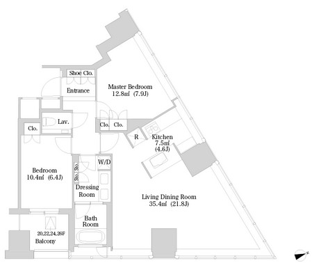 ラ・トゥール新宿2023号室の図面